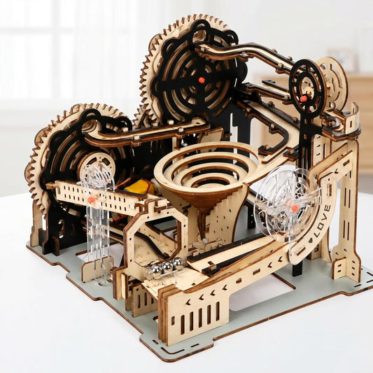 3D Wooden Puzzles Marble Run Chain Kit, Wood Creative Mechanical Puzzles Assembly Model Building Kits to Build for Adults & Kids, DIY Wooden Puzzle Hobbies Toys for Adults &Teens Gifts