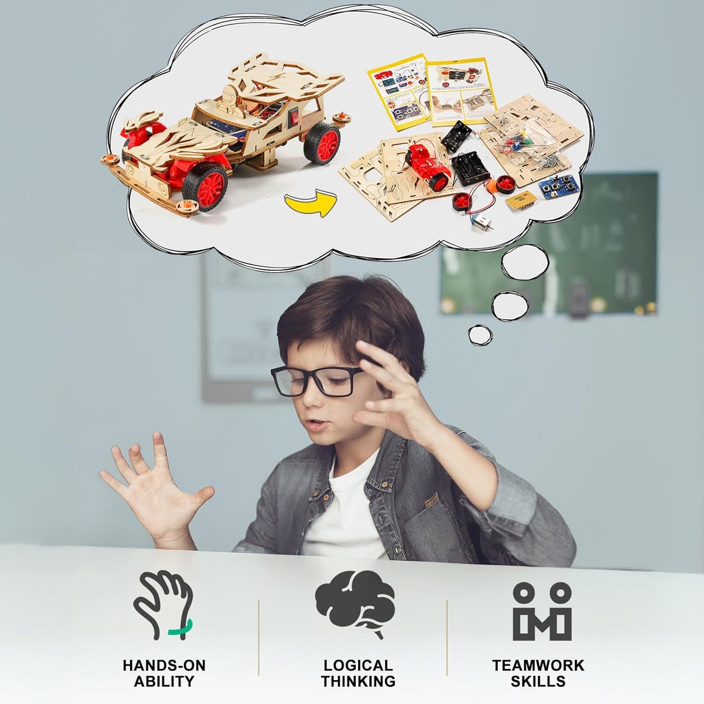 STEM Kits for Kids Age 8-10, STEM Toys for Boys 8-13, Remote Control Model Car Building Kits, Wood 3D Puzzles 8-12, Science Crafts Projects, Gifts for 8 9 10 11 12 13 14 Year Old Teen Boys Girls