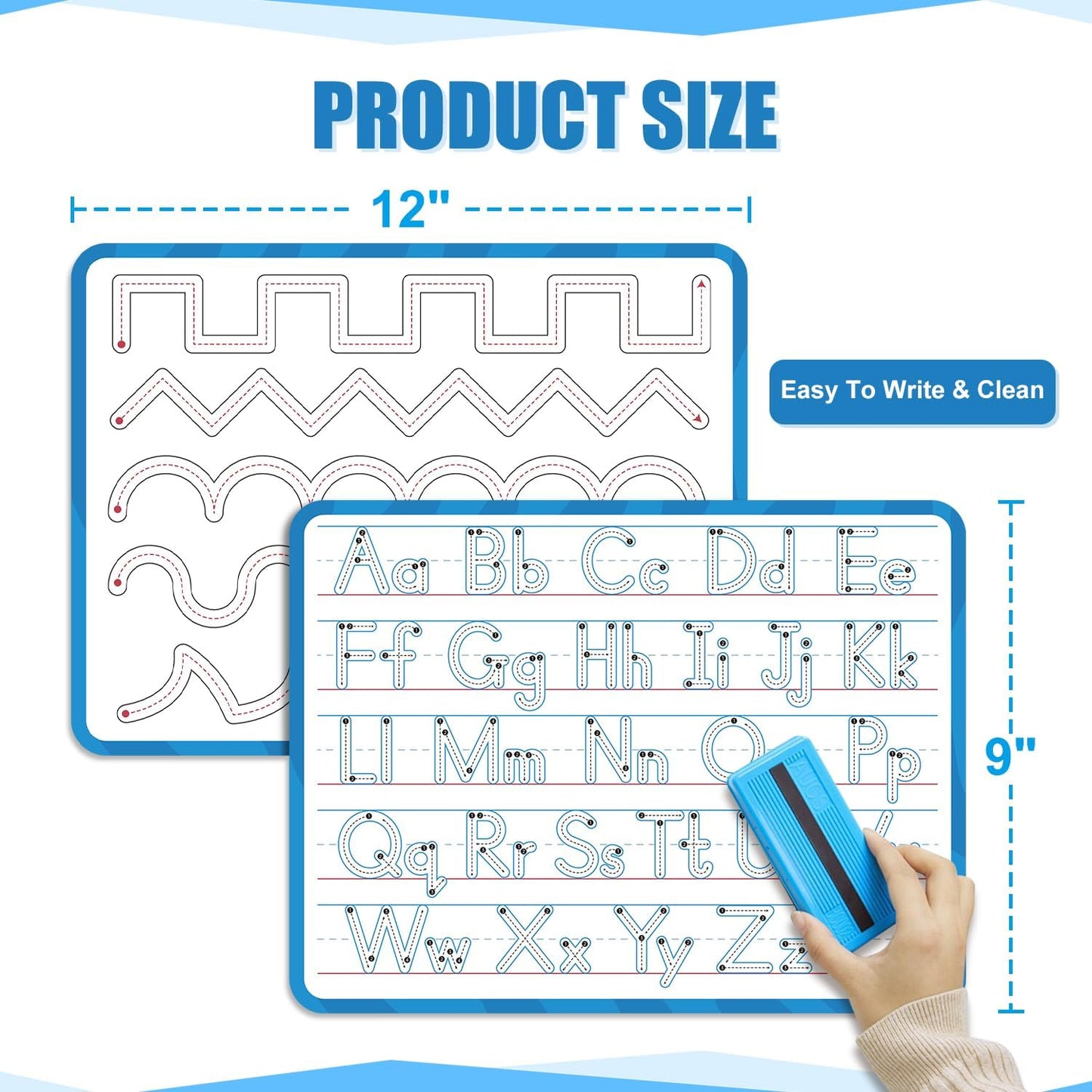 Dry Erase Number Line Whiteboard, 9" x 12" 1-100 Number Double-Sided Math Practicing Chart, Homeschool Supplies，Educational Tools for Kids Students Classroom
