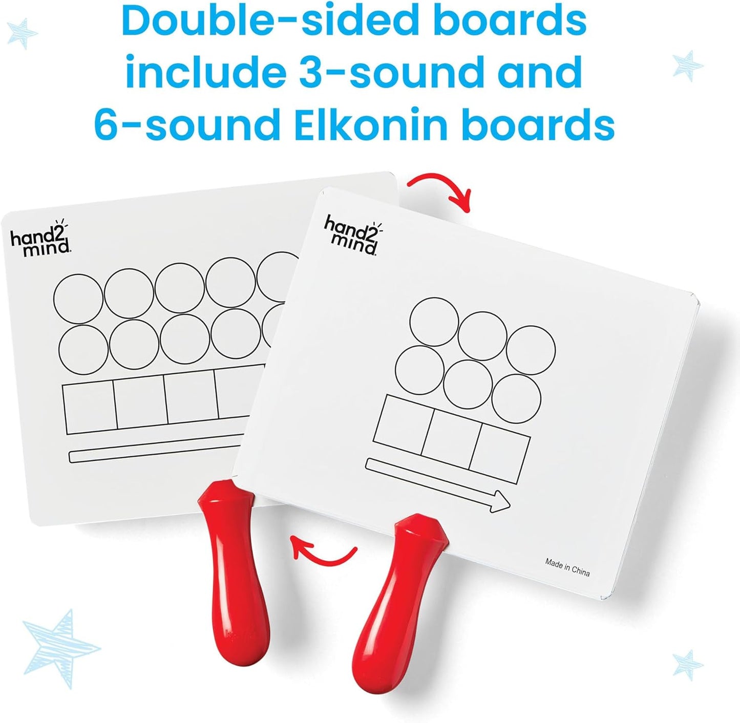 hand2mind Elkonin Box Magnetic Answer Board, Word Mapping Paddles, Elkonin Boxes Dry Erase Blending Board, Phonemic Awareness, Phonics Manipulatives, Science of Reading Classroom Materials (Set of 6)