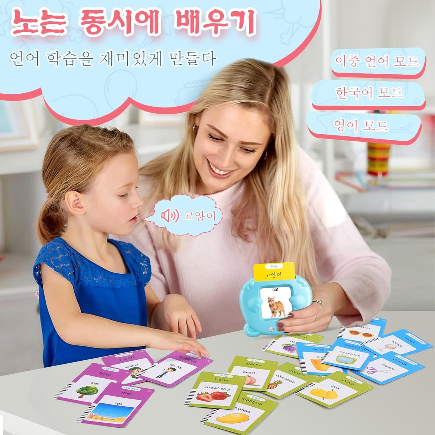 Spanish & English Talking Flash Cards for Toddler, Bilingual Flash Cards Learning Montessori Toys with 224 Sight Words, Speech Therapy Toys for Children Sensory Preschool Education