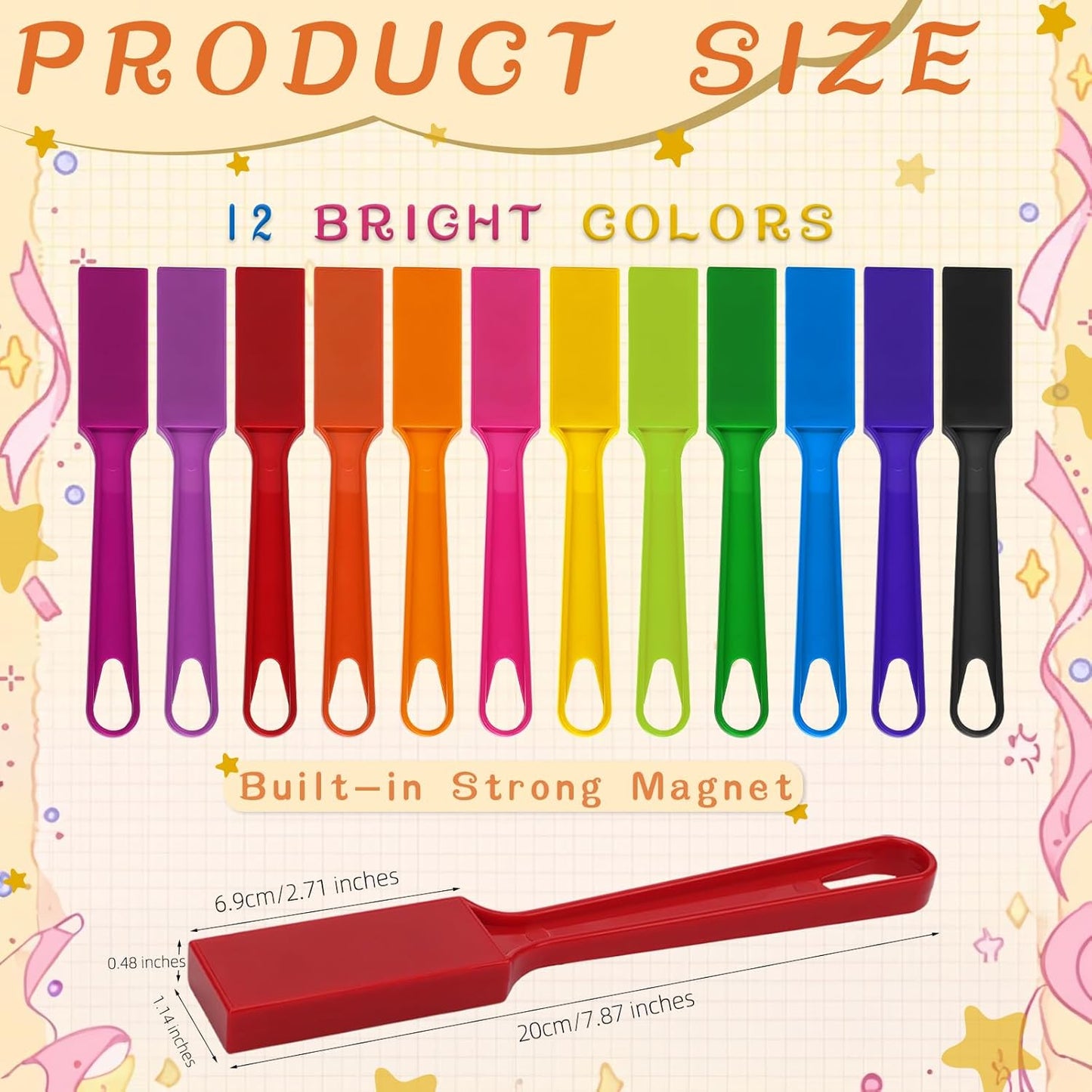SAYAYA 16 PCS Magnetic Bingo Wands 7.87 Inch Colorful Magnet Sticks for Bingo Chips, Family Game Night, Science Learning, Counting Activities, and Educational Fun, Classroom Supplies