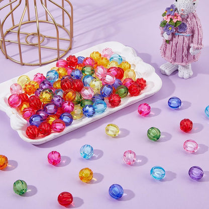DICOSMETIC 110Pcs Transparent Acrylic Round Pumpkin Beads Bulk Random Color Chunky Bubblegum Beads 16mm(0.63in) Diameter for DIY Bracelets Necklaces Earrings Keychains