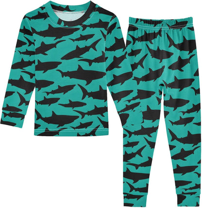 ALAZA Shark Starfish Palm Tree 2 Piece Pajama Set Long Sleeve Top and Pants Sleepwear Unisex - Colors A