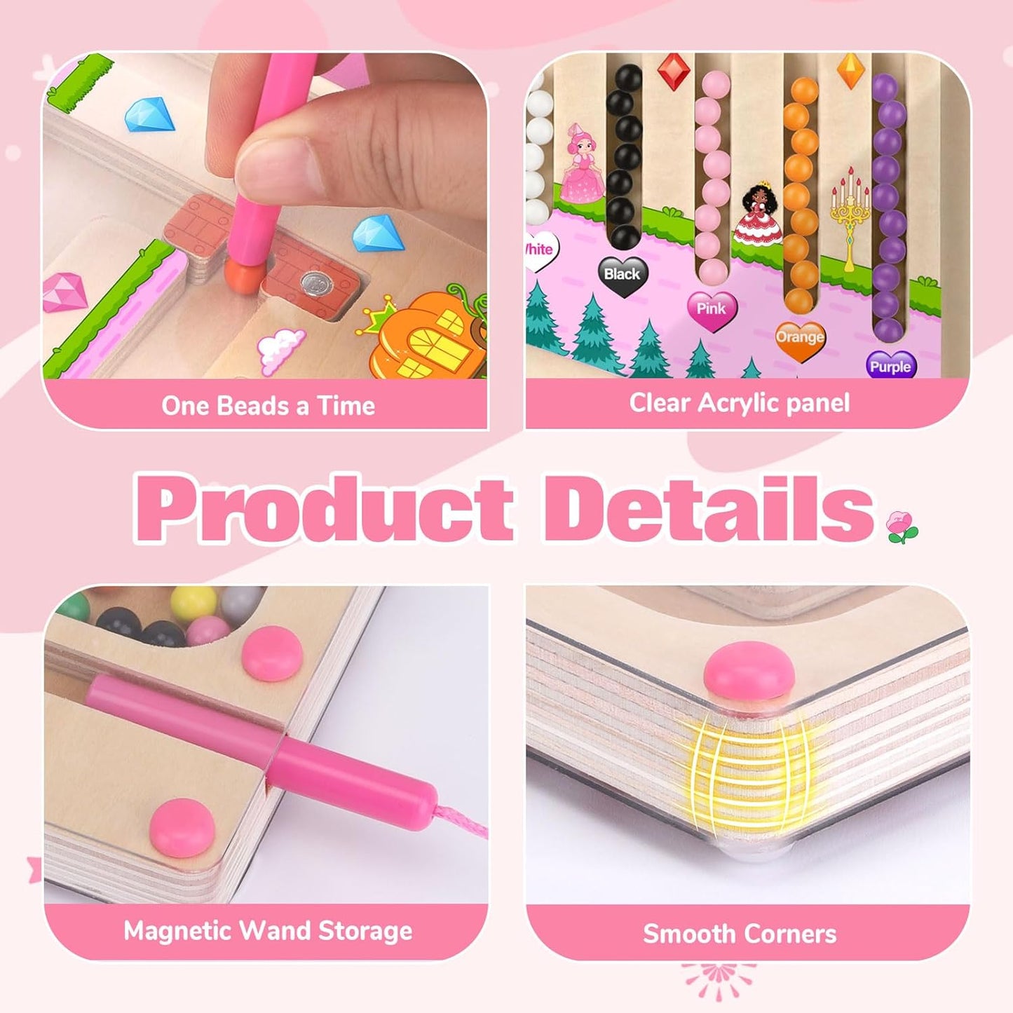 Gifts for Girls 2 in 1 Montessori Toys Magnetic Color and Number Maze Toys for Girls Toddler Wooden Magnetic Puzzles Toddler Preschool Learning Activities Busy Board Game