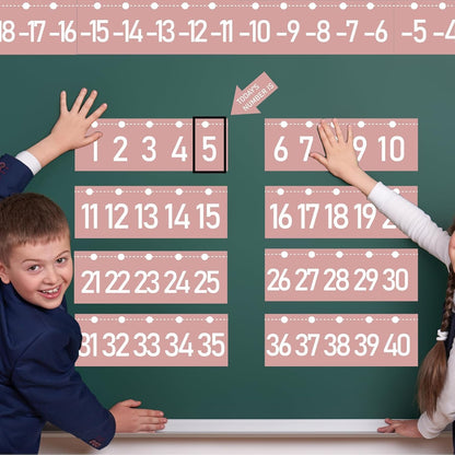 Number Line for Classroom Wall (-20 to +120) Boho Heart Shape Number Bulletin Board for Students Math Learning Boho Bulletin Border Decor Numbers Boarder Strips for Home School