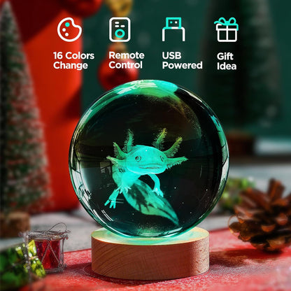 3D Solar System Crystal Ball Night Light with 16 Color Wooden LED Base Upgraded 3.15 In Galaxy Planets Ball Lamp with Remote for Birthday Christmas, Astronomy Space Gifts for Boys Girls Kids
