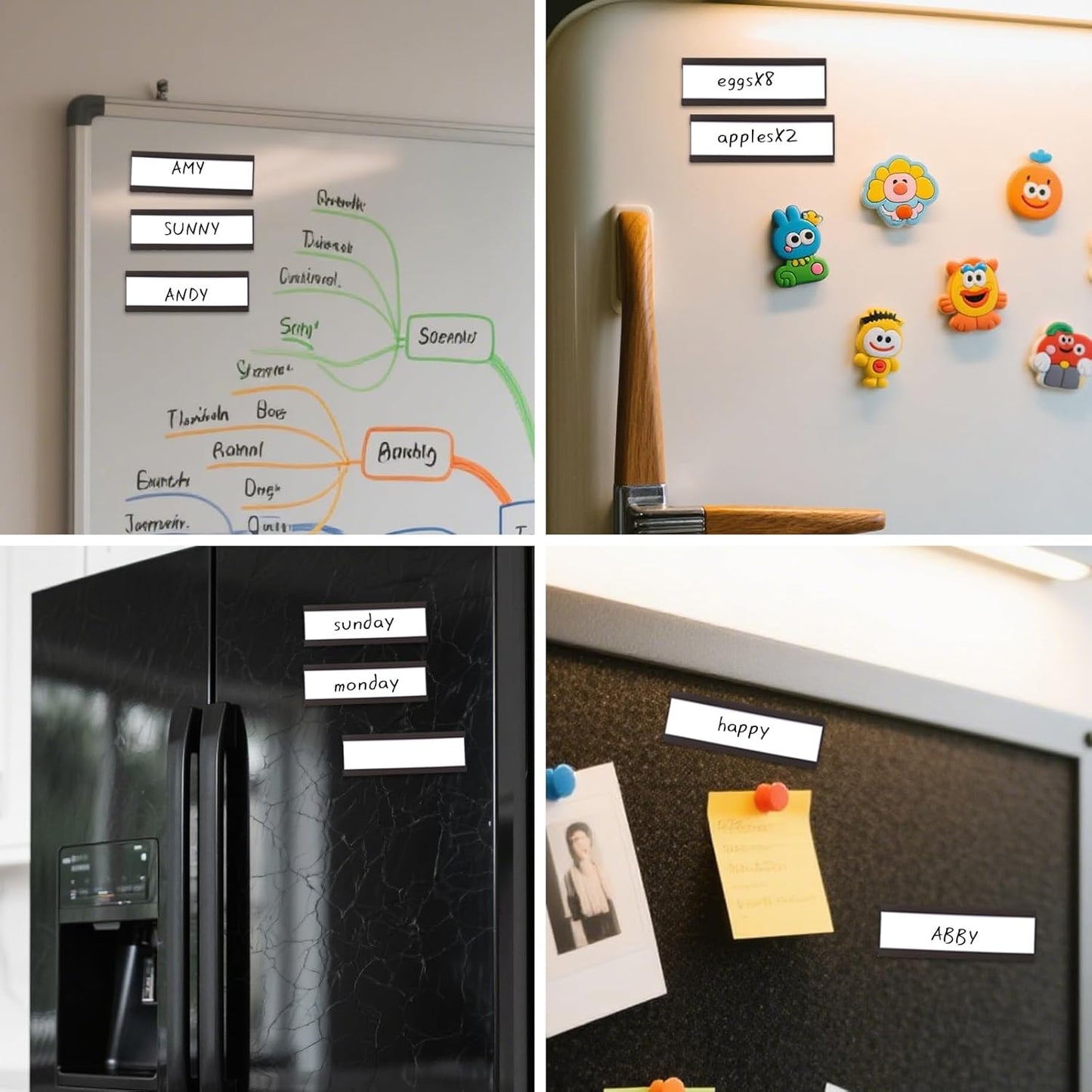 50 Pack Magnetic Label Holders, 'C' Channel Magnets Card Holders with Dry Erase Insert Label Card for Metal Racks and Shelves (1" x 2")