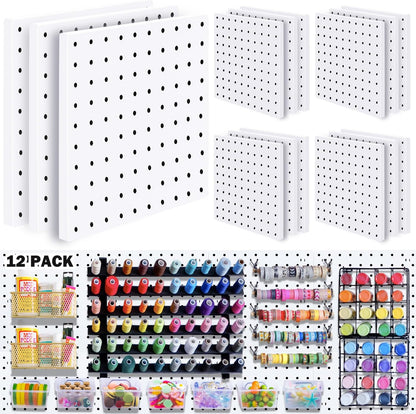 6Pcs Peg board, Pegboard Wall Organizer Panels, Wall Mount Display Small Pegboard Kits, Pegboard, Peg Boards for Wall Craft Room, for Kitchen, Garage, Workshop, Tool Accessories - White Pegboard