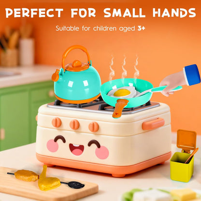 60Pcs Kids Mini Play Kitchen Accessories, Pretend Cooking Play Set with Cookware, Tableware & Fruit & BBQ Sets, Learning Gift for Boys, Girls, Toddlers,Yellow
