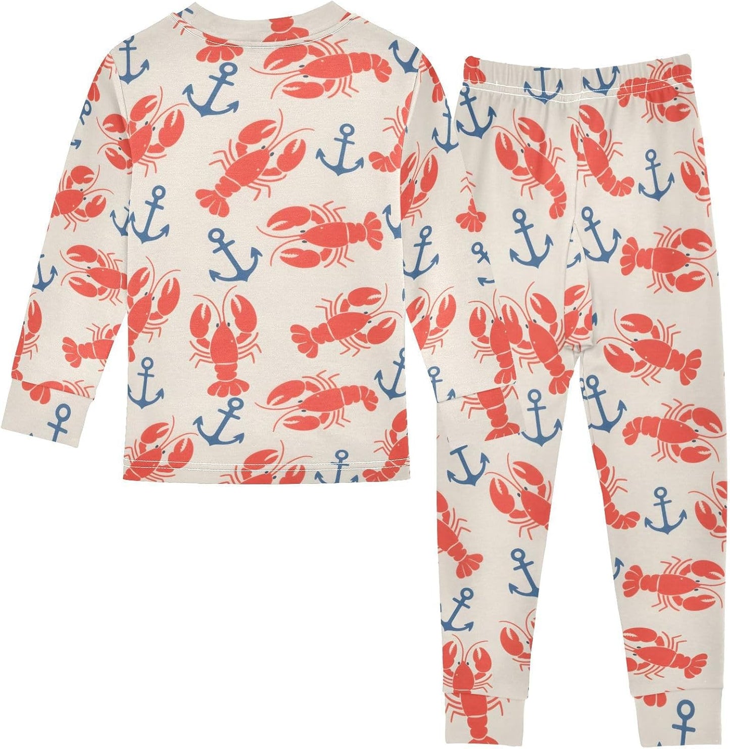 ALAZA Shark Starfish Palm Tree 2 Piece Pajama Set Long Sleeve Top and Pants Sleepwear Unisex - Colors B