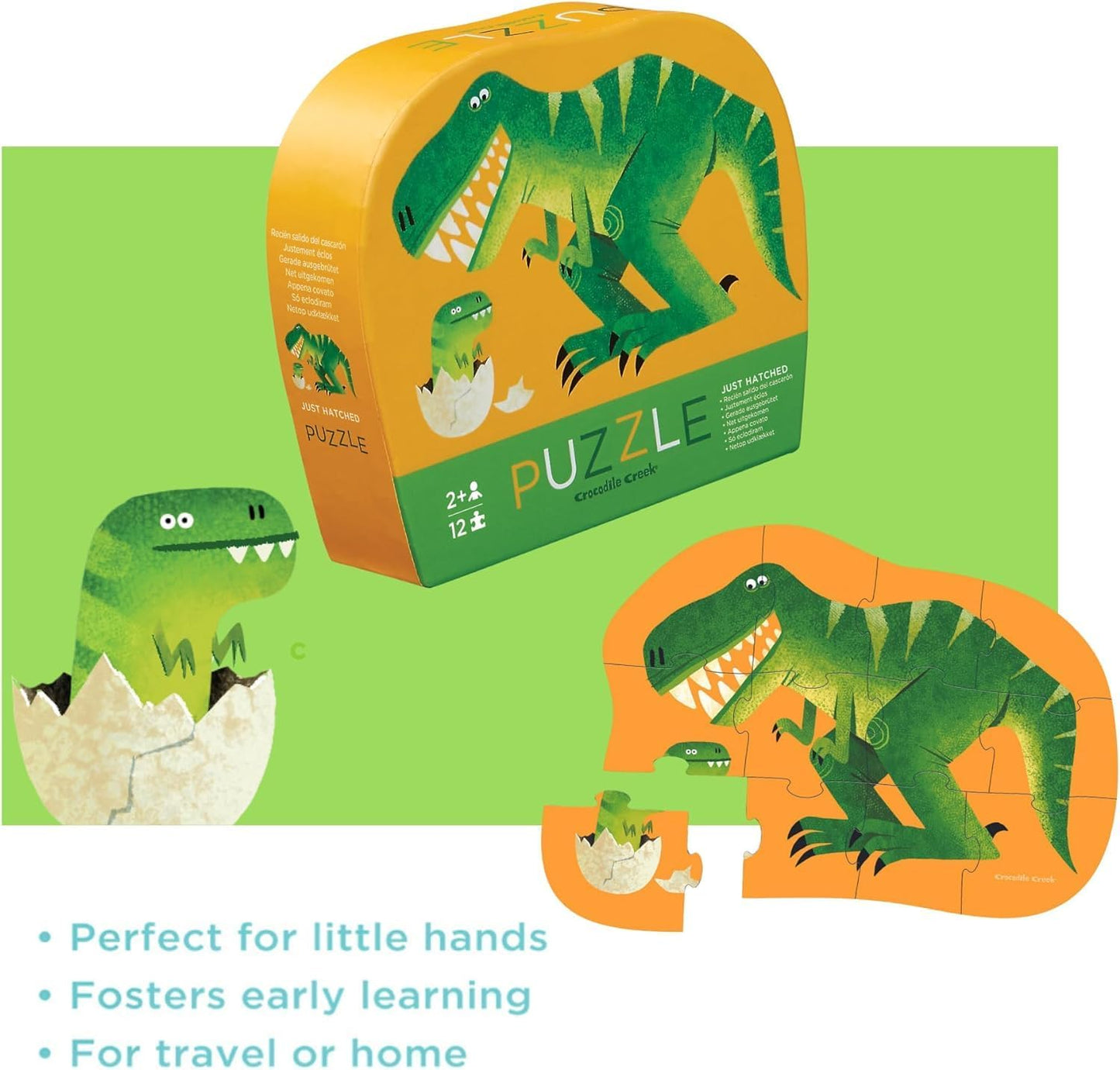 Crocodile Creek 12-Piece Mini Jigsaw Puzzle - Fun Floor Puzzles for Kids Ages 2-4 and Up - Heavy-Duty Shaped Box for Storage - Fire Truck - 12" x 9" Finished