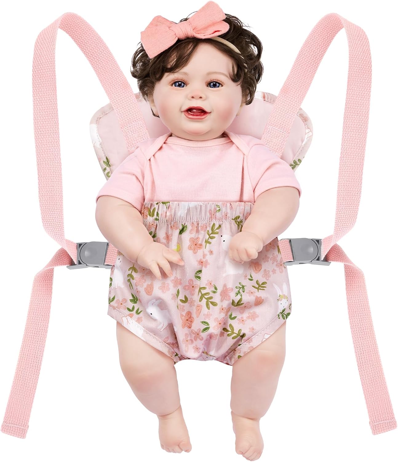 GAGAKU Baby Doll Carrier for Little Girls, Reborn Doll Accessories for Toddlers 3+ Years Old, Kids Toy Baby Dolls Sling Carrier - Pink - Moonflower