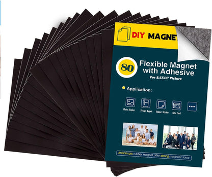 Adhesive Magnetic Sheets for Letter Size 8.5x11 (Pack of 8),Magnet Sheets with Self-Stick Adhesive for Home/Classroom/Office,Easy Cut DIY Paper Craft Magnet