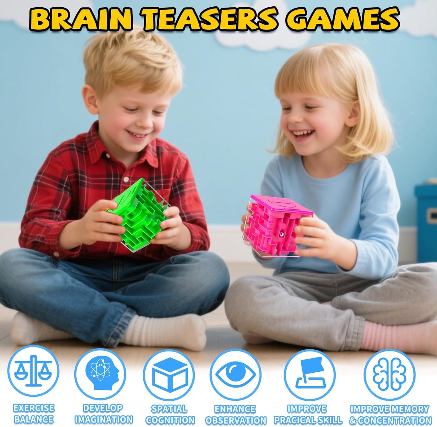 2 Pack Money Puzzle Gift Box, 3D Maze Puzzle Boxs Games Toy Gravity Memory Cube Ball Puzzle Educational Toys Gifts for Kids Boys Girls Students Teens Adults,Green and Blue