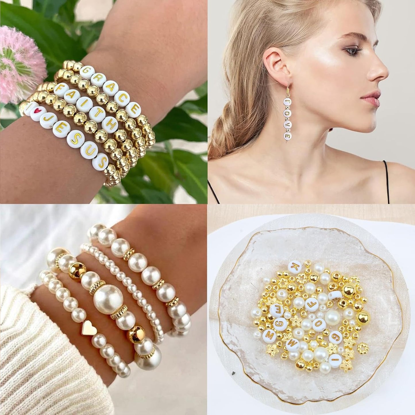 Hpebl 2136PCS Beads for Bracelets Pearl Bracelet Making Kit Friendship Bracelet Kits Bracelet Bead Kits Small Pearl Bead and Gold Beads Beading Kit for Bracelets Jewelry Making Kit