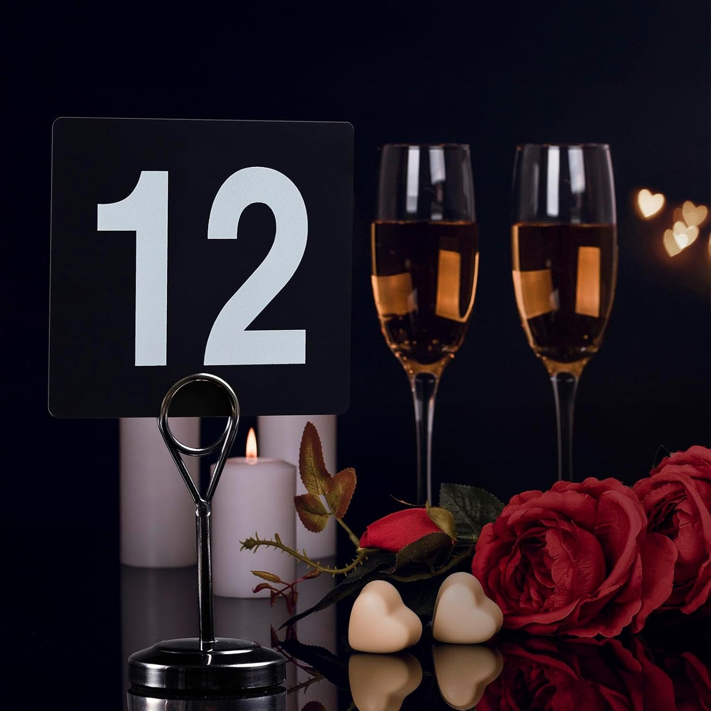 Toncoo 50Pcs Table Numbers 1-50, 3.7x4 Inch Plastic Table Numbers, Double Sided Table Number Cards - for Wedding Reception Restaurant Table Numbers Place Cards, White