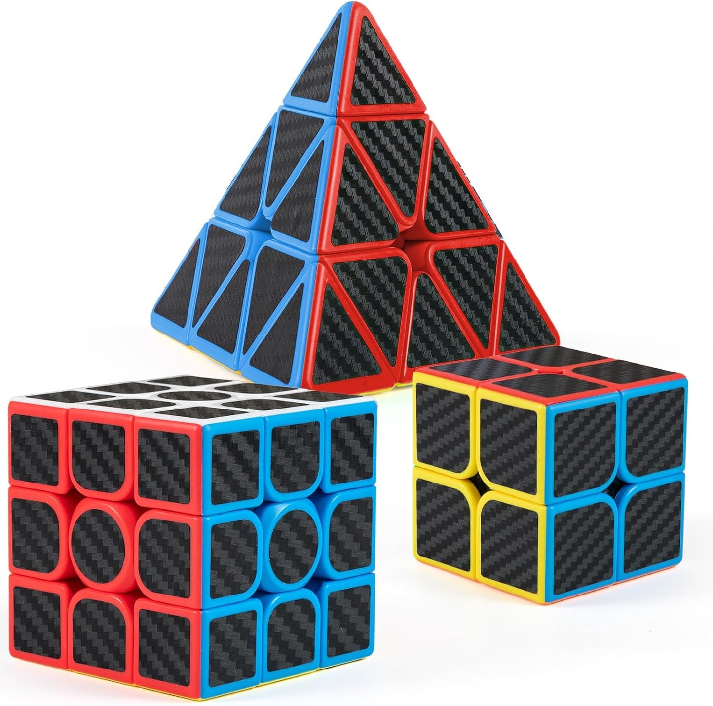 Speed Cube Set 3-in-1 Stickerless: 2x2, 3x3 & Pyramid Speed Cubes | Easter Gifts Basket Stuffers Boy Toys for All Ages