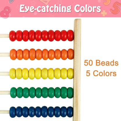 Sealive Wooden Counting Toy - 50 Beads Abacus for Kids Math, Cartoon Giraffe Counters for Kids, Counting Toys for Preschool Learning & Development, Develops Coordination, Motor Skills