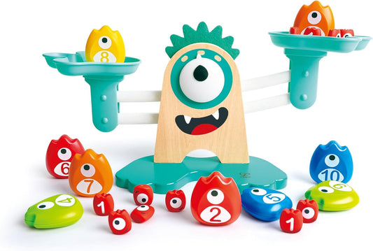 Hape Math Monster Scale Toy| 22 PCs Cute Counting Math Toy| STEM Educational Learning Counting Math Games for Preschool