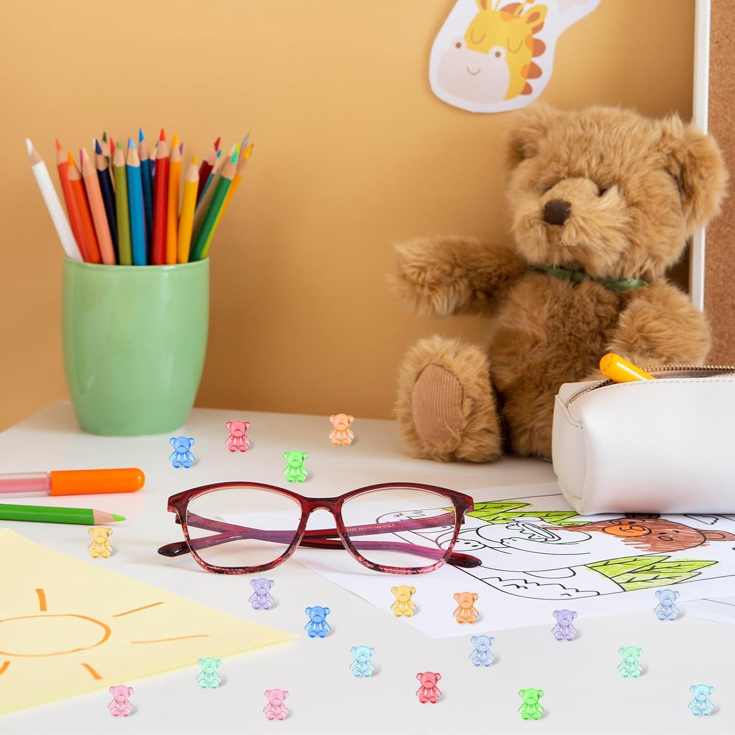300Pcs Mini Resin Animals, Counting Bears Small Resin Tiny Mini Animals Figures to Hide Figurines in Bulk Sorting Bears, Counting Bear Math Manipulatives Small Trinkets Miniature Figurines for Desk