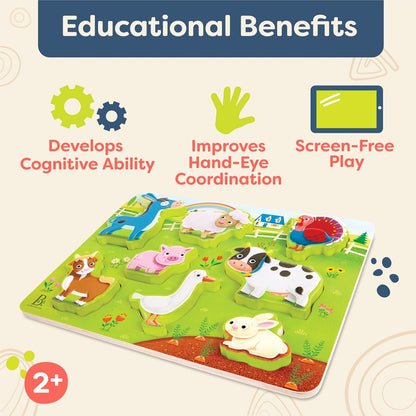 B. toys – Peek & Explore – School BusChunky Puzzle for Toddlers,Educational & Developmental Toys for Kids – 2+ Years