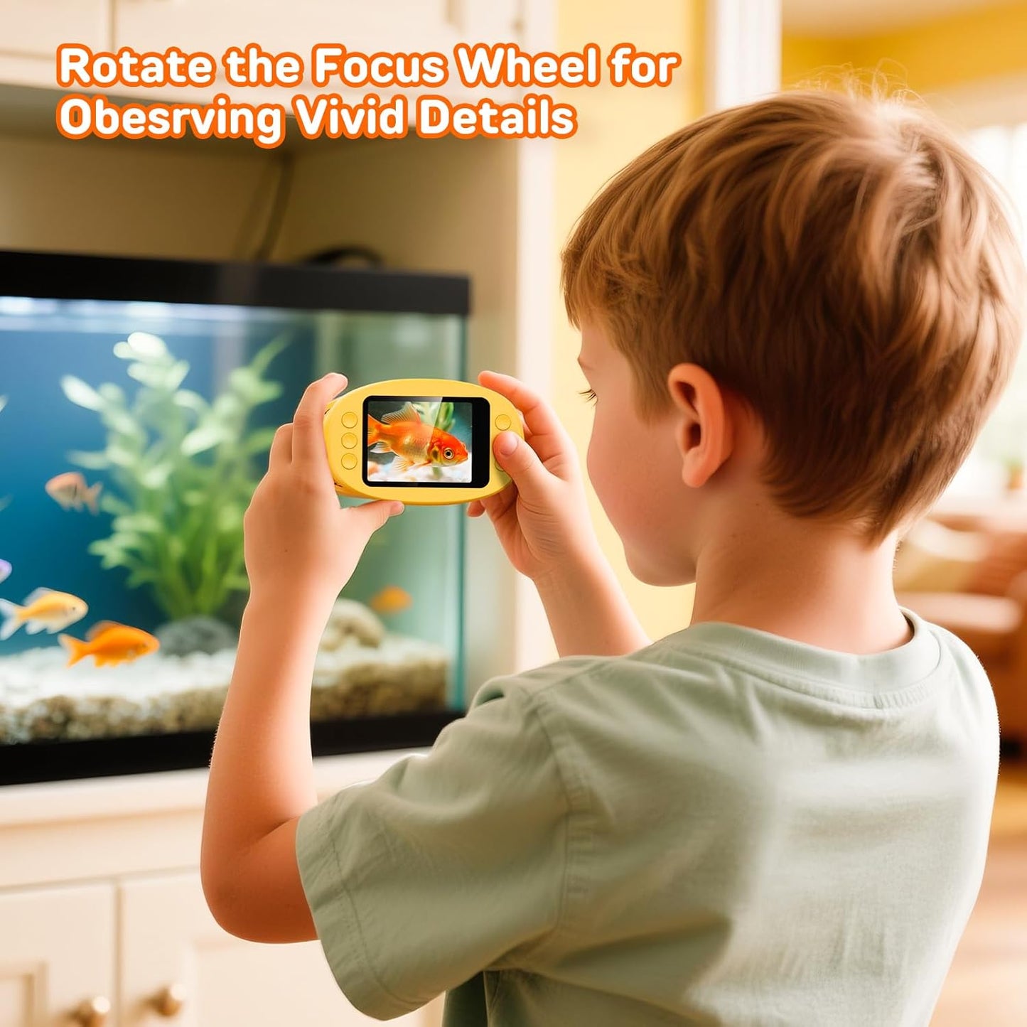 1000X Digital Handheld Microscope for Kids with 2.0" IPS Screen, Outdoor Toys Portable STEM Science Lab Gifts, Rechargeable Pocket Microscope Educational Toy for Boys & Girls Age 4-6 8-12, Orange