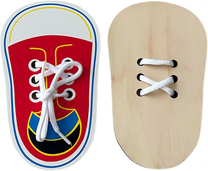 bepisof2 pcs of Wooden lace up Shoes lace up Practice Board fine Motor Skills Decoration Accessories（6.9inch）