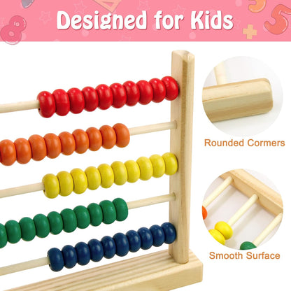 Sealive Wooden Counting Toy - 50 Beads Abacus for Kids Math, Cartoon Giraffe Counters for Kids, Counting Toys for Preschool Learning & Development, Develops Coordination, Motor Skills