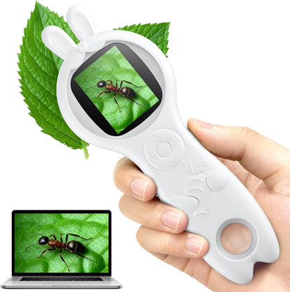 Microscope for Kids - Mini Pocket Digital Kids Microscope, Portable Handheld USB 500X Magnifying Glass, 4X Zoom, Christmas Birthday Gifts for Boys Girls Aged 3-12