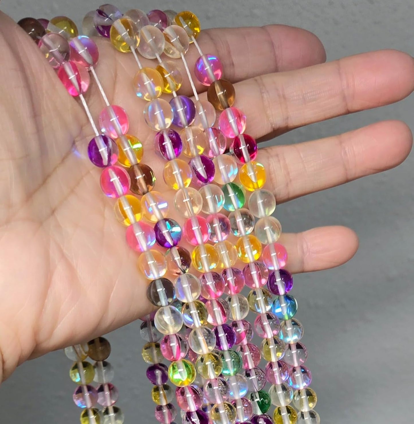 8mm Glass Beads Round Bulk for Bracelet, Glow in Dark Beads, DIY Jewelry Windchime Suncatcher Party Supplies, 300 pcs
