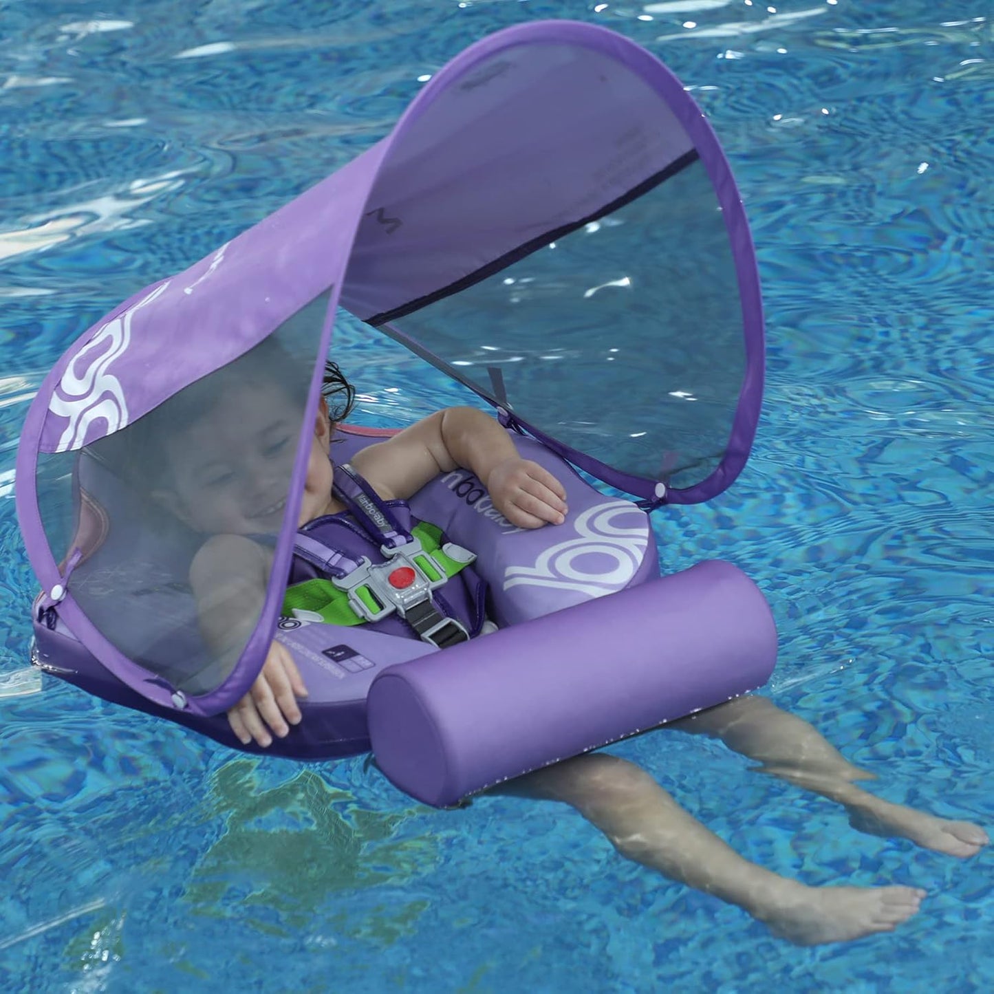 Baby Pool Float with UPF50+ 3D Adjustable Canopy, Add Tail Mambobaby Float Non Inflatable Infant Floats for Pool, Cartoon Narwhal Baby Floats (NPink with Canopy-U05NPCTLUROHML01U05)