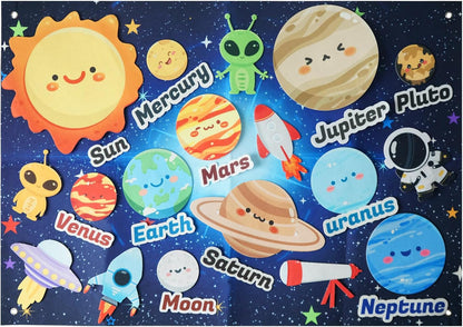 Toddler Solar System Toy, 33-Foot Children's Space Felt Board, Suitable Birthday Gift for Boys and Girls, Montessori Solar System Sensory Toy, Planetary Toy for Children Aged 3-8