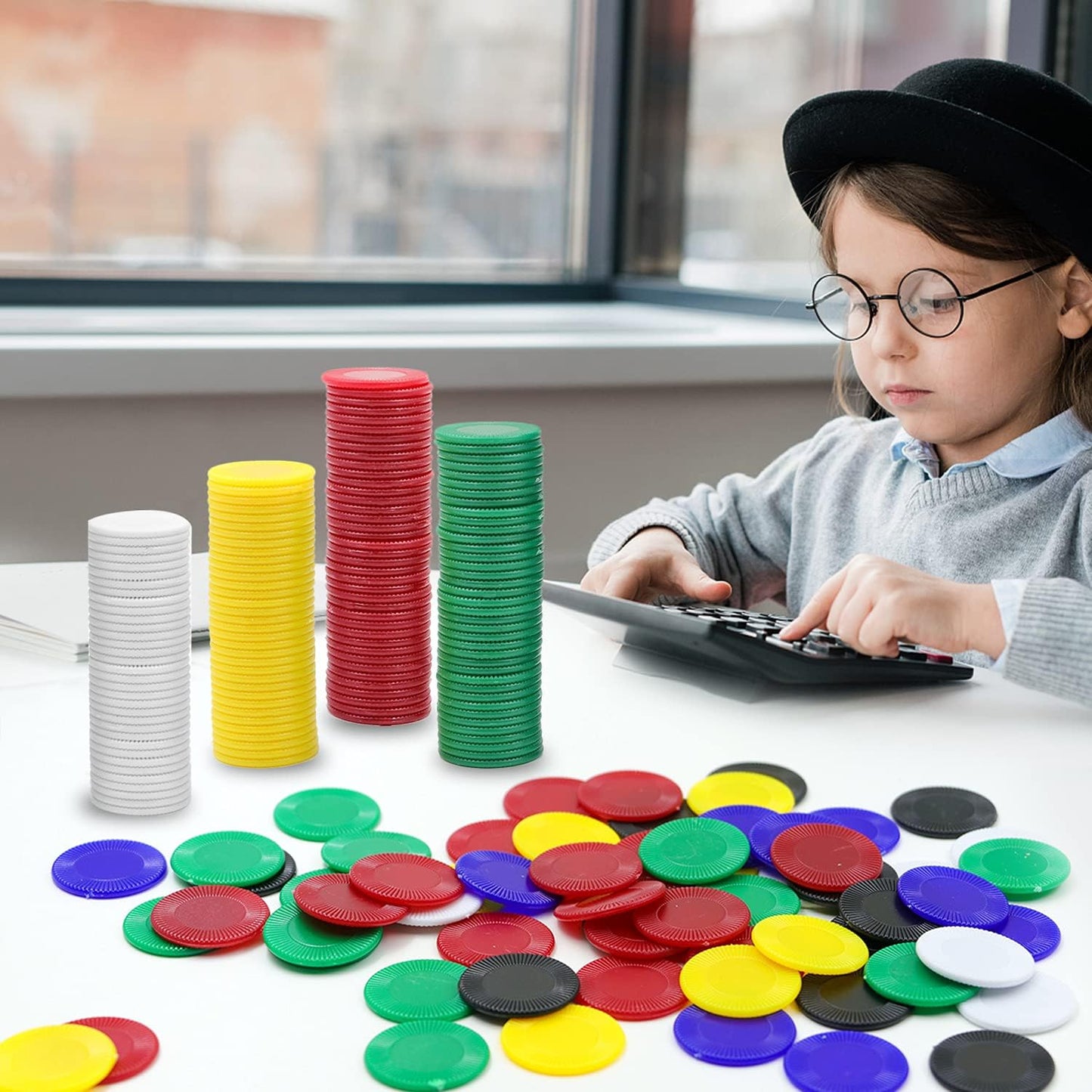 480Pcs Plastic Poker Mini Chips in 8 Colors Bulk Poker Card Game Chips for Game Play Learning Math Counting Kids Teaching Rewards（3CM in Diameter）
