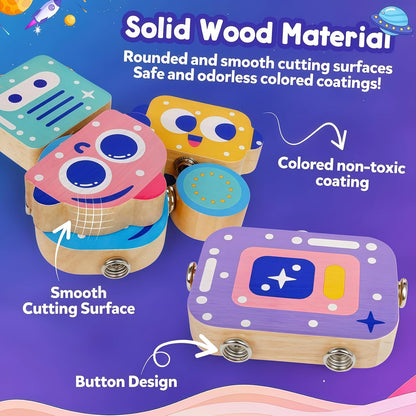Robot Toys for Kids 3-5,Montessori Wooden Learning Toy with Take Apart Features Robots,STEM Educational Play Fine Motor Games for Toddler Boys Girls