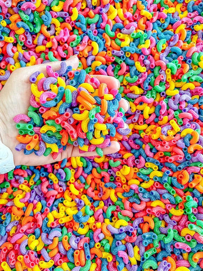 2 Cups of Rainbow Pasta Sensory Bin Filler for Sensory Table - Elbow Noodles