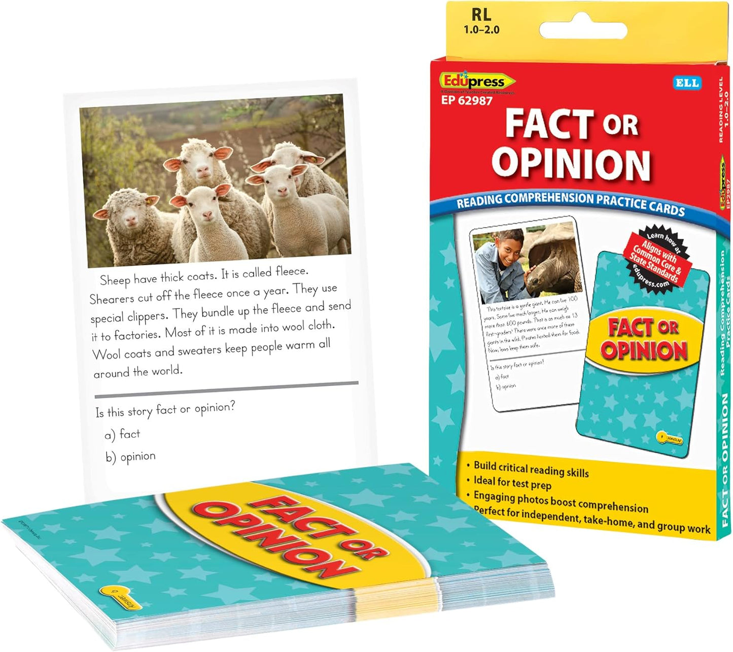 Edupress Reading Comprehension Practice Cards, Informational Text, Red Level (EP63437) Medium