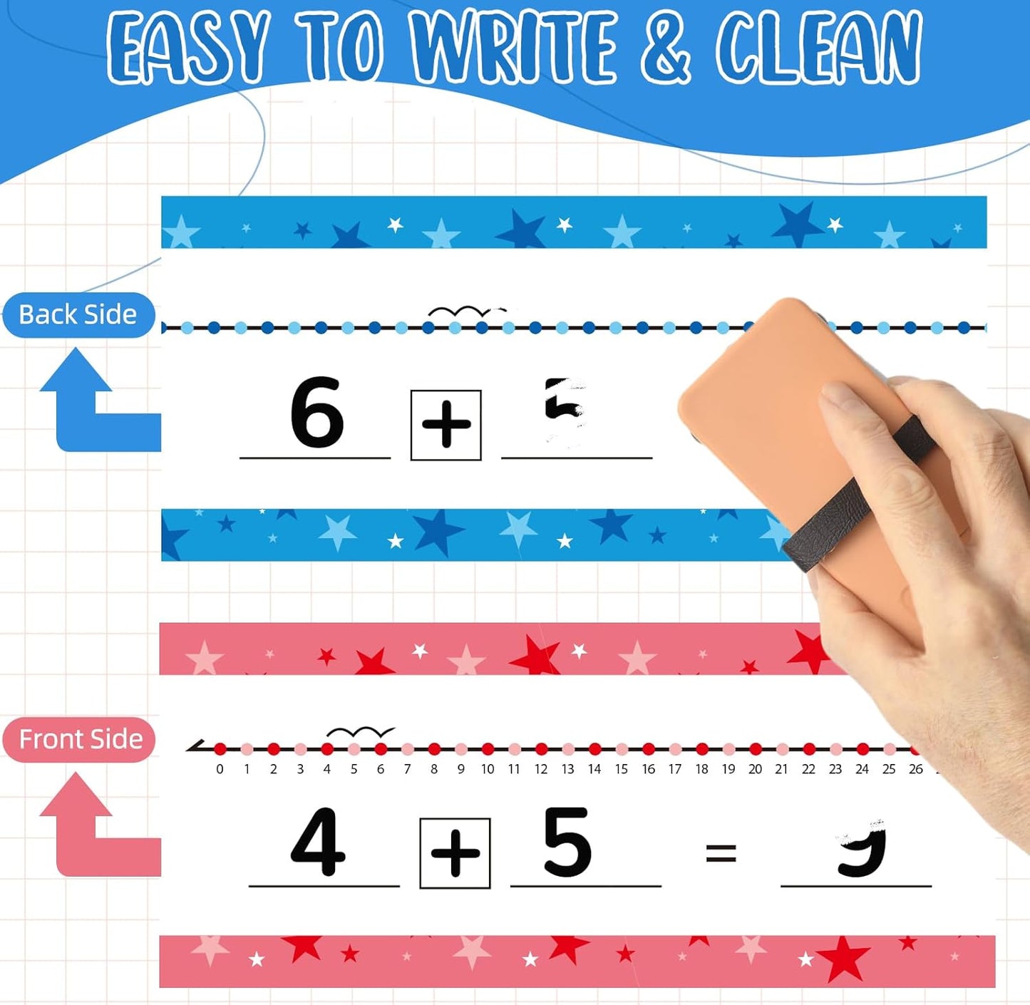 32 Pack Dry Erase Number Line Board Card Lapboard Double Sided Writable and Erasable Board Card Featuring 0-10 Number Line On One Side 0-20 On The Other for Kids Students Math Manipulatives (11.5”x4”)