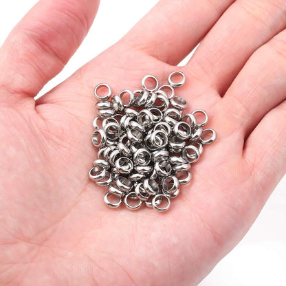 BEADIA Stainless Steel Spacer Beads 3x2.5mm Round Loose Charm Caps Beads for DIY Jewelry Making 100pcs with 1mm Hole