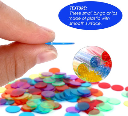 GSE Games & Sports Expert Blue Bingo Chips, 500 Pieces 3/4-Inch High-Contrast Transparent Counting Chips for Bingo Games, Parties