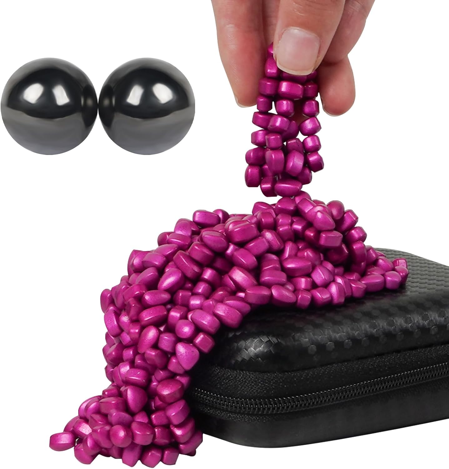 Umnodobn Magnet Slime Putty, Fidget Toy Ferrite Putty Beads, Hematite Magnetic Stones Eggs with 1.26 inch Magnet Balls, Cool Desk Toy, EDC Toy Science Kit Gift