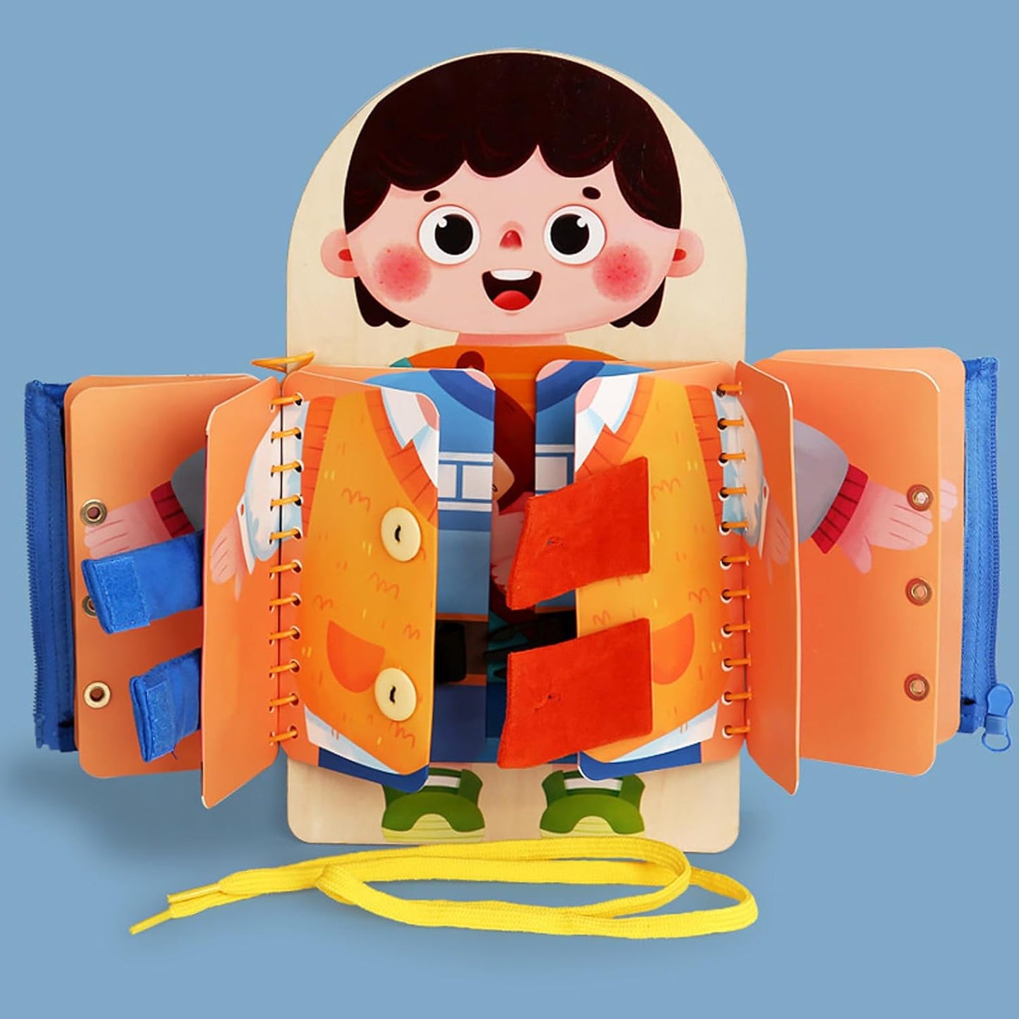 Learning to Dress Board Wooden Early Learning Basic Life Skills Practice Board Multifunction Dress Learning Boards for Toddlers Basswood