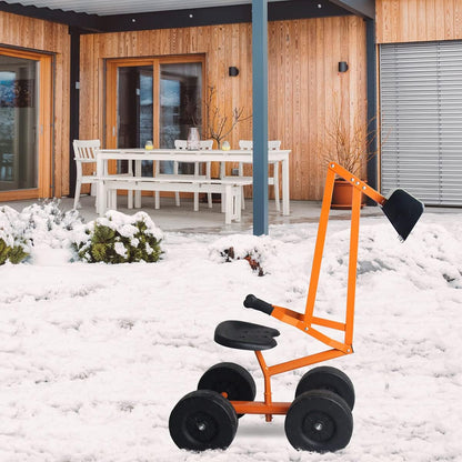 Costzon Kids Ride on Sand Digger with Wheels, Heavy Duty Steel Digging Scooper Excavator Crane with 360° Rotatable Seat for Dirt, Snow, Beach, Outdoor Sandbox Play Toy