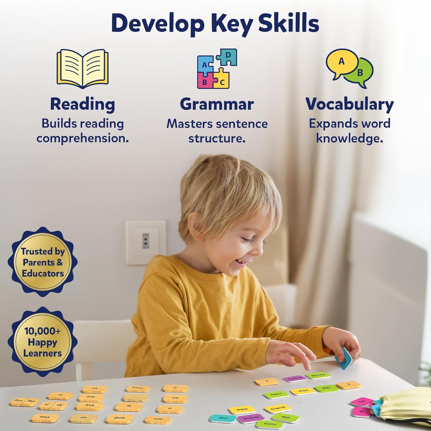 Skillmatics Educational Board Game - Sentence Search, Fun Learning Toys and Games for Kids, Sentence Building Activity, Creative Word Play, 120+ Tiles (1.3 x 1 Inches), Gifts for Ages 5, 6, 7, 8