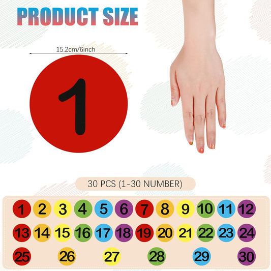 Outus 30 Pieces 6 Inch Classroom Floor Stickers Multicolor Classroom Spots for Line up Markers Self Adhesive Vinyl Stickers for Preschool Kindergarten Students Kids (Chic Color, Fresh Dot Style)