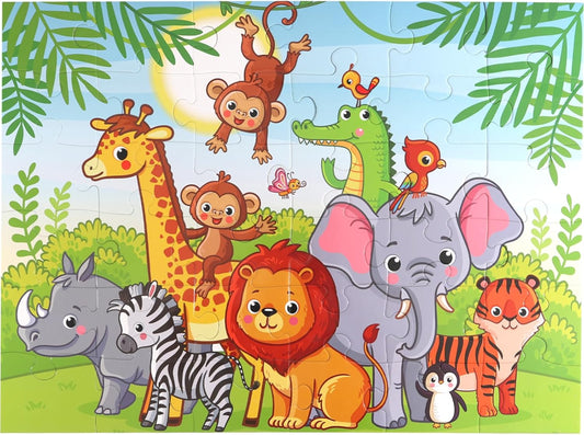 Jumbo Floor Puzzle for Kids, Large Jigsaw Puzzles 36 Piece with Box for Kids Ages 3-5,Preschool Learning & Education Toys, Gifts for 4-8 Year Old Boys and Girls(Jungle Animals)