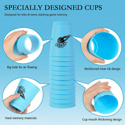 SEISSO Quick Stacking Cups, Stacking Cup Set Classic Stack Training Game Toys,12PCS Purple Stacking Cup Set for Boys Girls Kids