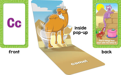 School Zone Animal Alphabet Pop-Up Learning Cards: 26 Interactive Flash Cards, Preschool, Kindergarten, Teach Abc's, Uppercase and Lowercase Letters, Spelling, Beginning Sounds, Ages 3-6