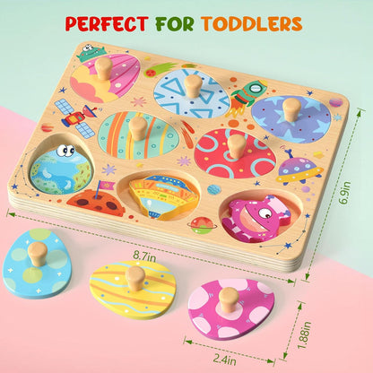 Zeoddler Wooden Puzzles for Toddlers, 8 Pcs Dinosaur Matching Egg Puzzle, Montessori Toys for Boy Girl Easter Birthday Gifts, Preschool Learning Activities & Educational Toys for Boys, Girls