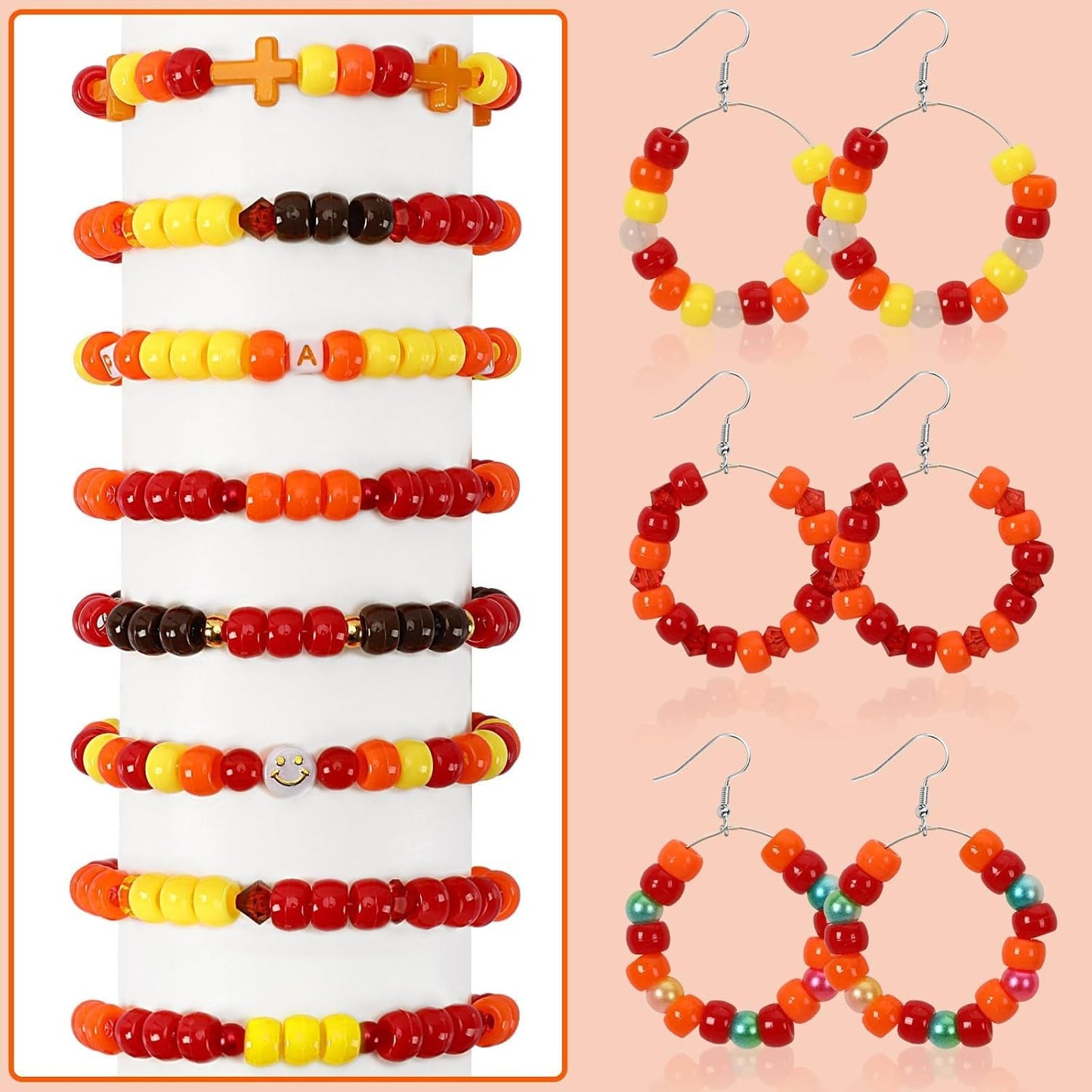 UPINS 1200Pcs Christmas Pony Beads Friendship Plastic Small Hair Beads Red Green White Pony Beads for Necklace Supplies (Christmas)